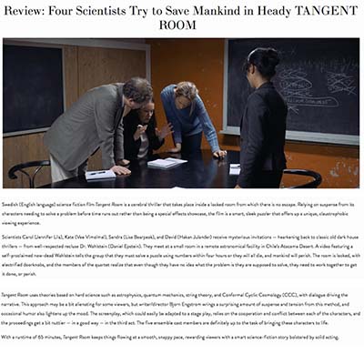 Review: Four Scientists Try to Save Mankind in Heady TANGENT ROOM  